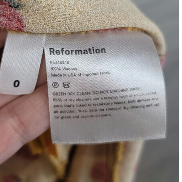 Reformation Marylu Gold Floral Mini Dress, sz 0 - Picture 4 of 11